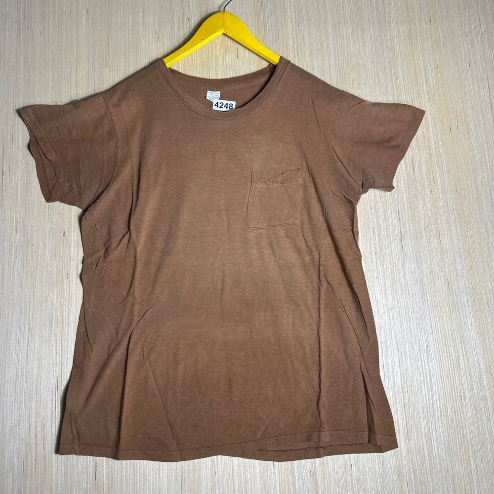Vintage Matt Andrews Shirt Mens Extra Large Brown Short Sleeve Blank Made In USA
